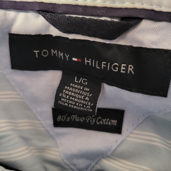 Tommy Hilfiger Light Blue Striped Button Down Shirt Large - Picture 3 of 3